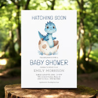 Cute Dinosaur Blue Boy Hatching Soon Baby Shower