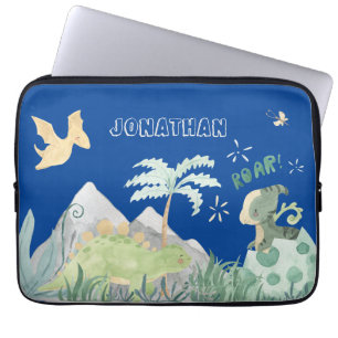 Cute Dinosaur Blue School Laptop Sleeve