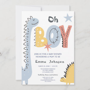 Cute Dinosaur Boy Baby Shower Invitation