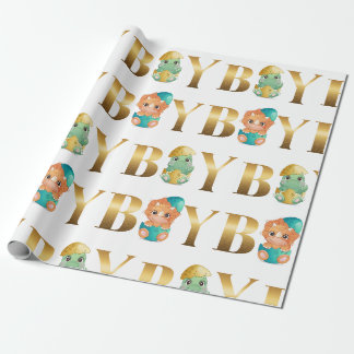Cute Dinosaur boy babyshower Wrapping Paper