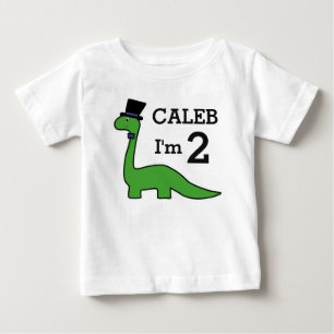 Cute Dinosaur Boy Birthday Customise Name I'm 2 Baby T-Shirt