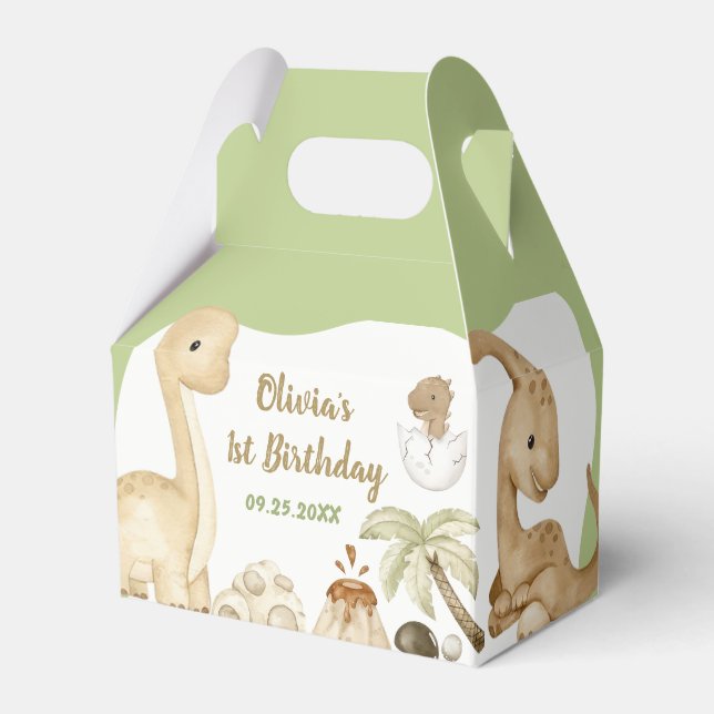 Cute Dinosaur Boy Birthday Party Favour Box (Front Side)