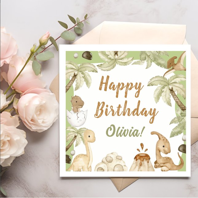 Cute Dinosaur Boy Birthday Party Napkin (Creator Uploaded)