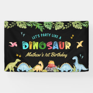 Cute Dinosaur Boy First Birthday Party Banner