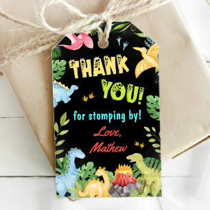 Cute Dinosaur Boy First Birthday Party Gift Tags
