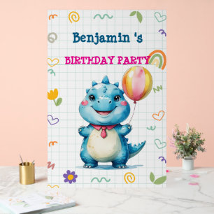 Cute Dinosaur Boy Happy birthday colorful party Acrylic Sign