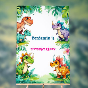 Cute Dinosaur Boy Happy birthday colorful party Acrylic Sign