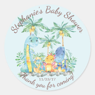 Cute Dinosaur Boys Baby Shower Favour Sticker