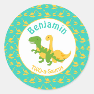 Cute Dinosaur Boys Birthday Classic Round Sticker
