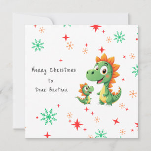 Cute dinosaur brothers custom photo Christmas card