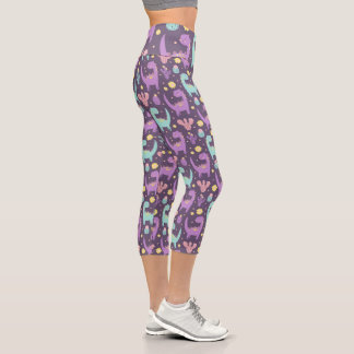 Cute Dinosaur  Capri Leggings