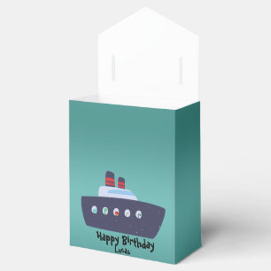 Cute dinosaur captain boat ship School Birthday Favour Box