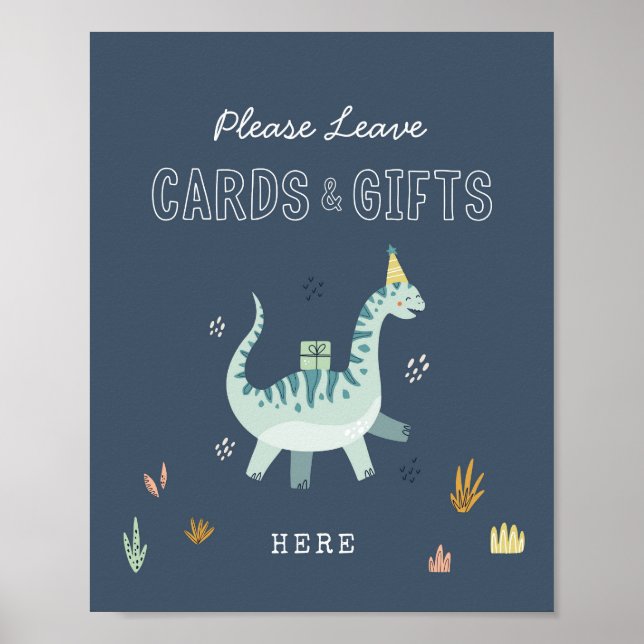 Cute Dinosaur Cards and Gifts Party Sign (Front)