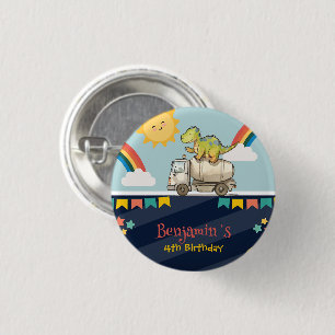 Cute dinosaur cement truck Rainbow School Birthday 3 Cm Round Badge