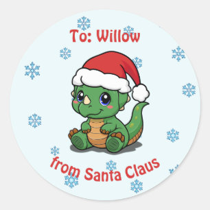 Cute Dinosaur Christmas To/From Gift Stickers