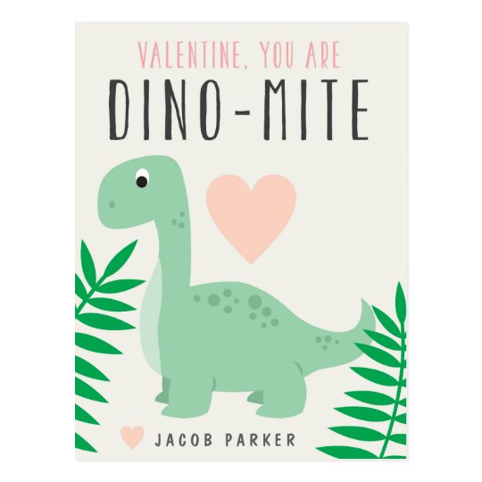 Cute Dinosaur Classroom Valentine Postcard
