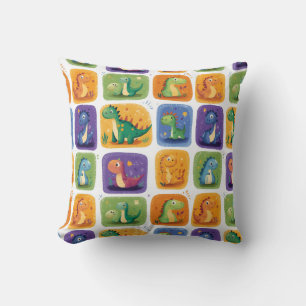 Cute Dinosaur Collage Pattern – Fun & Playful Dino Cushion