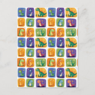 Cute Dinosaur Collage Pattern – Fun & Playful Dino Postcard