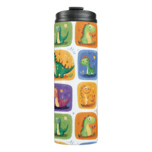 Cute Dinosaur Collage Pattern – Fun & Playful Dino Thermal Tumbler