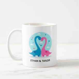 Cute Dinosaur Couple Personalised Valentine's Day Coffee Mug