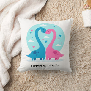 Cute Dinosaur Couple Personalised Valentine's Day  Cushion