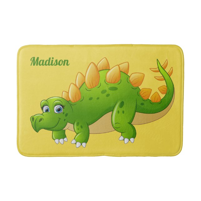 Cute Dinosaur custom name & colour bath mats (Front)