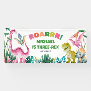 Cute Dinosaur Dig Prehistoric Kids 3rd Birthday  Banner