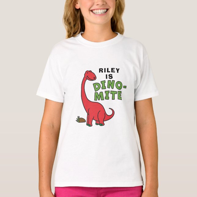 Cute Dinosaur Dino-Mite customised design T-Shirt (Front)