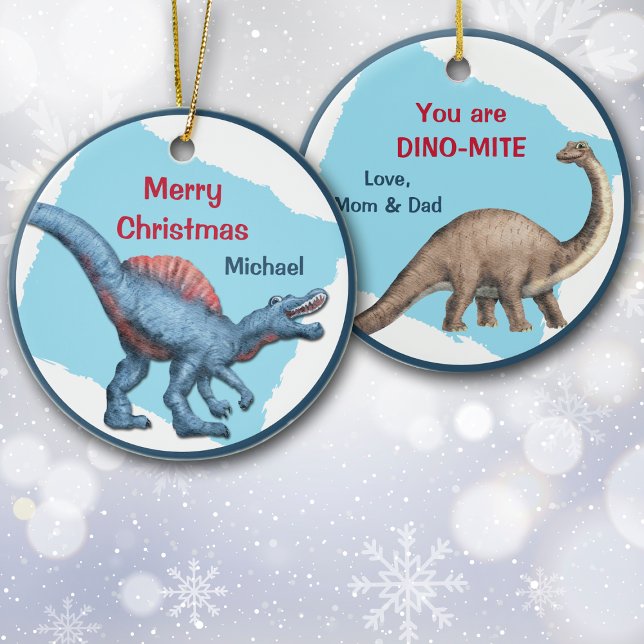 Cute Dinosaur Dino-Mite Kid's Christmas Ceramic Tree Decoration (Creator Uploaded)