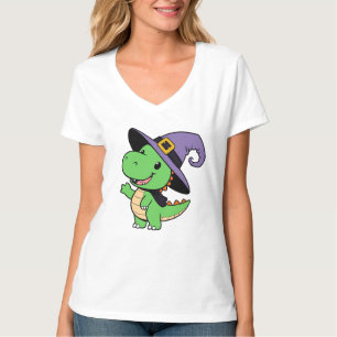 Cute Dinosaur dressed as a witch for Halloween T-Shirt