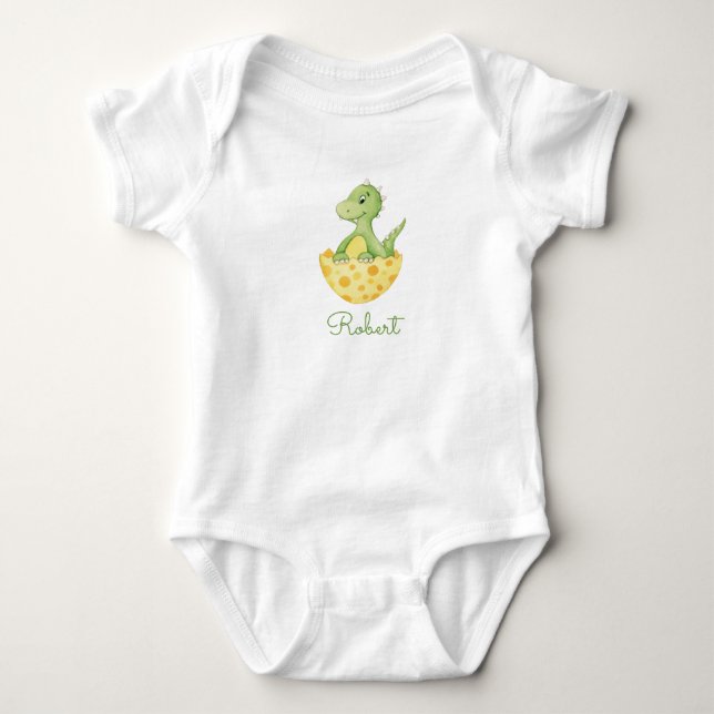 Cute Dinosaur Egg  Baby Bodysuit (Front)