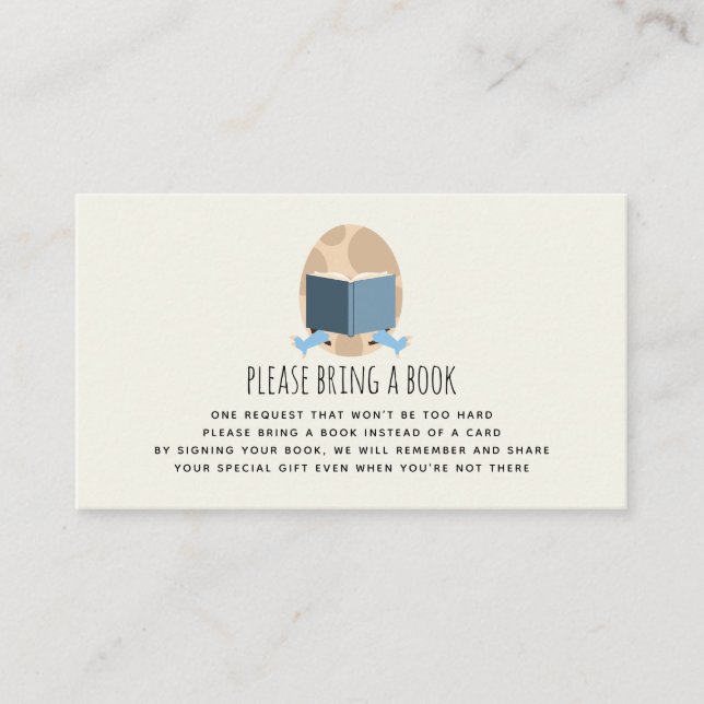 Cute Dinosaur Egg Book Request Boy Baby Shower Enclosure Card (Front)