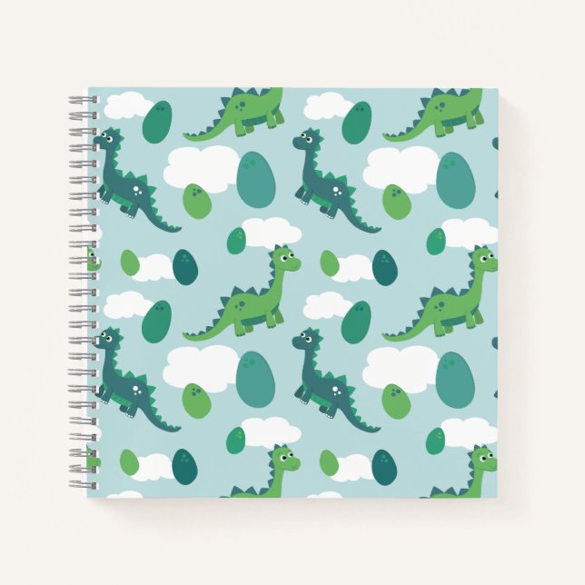 Cute dinosaur eggs cartoon animal fly notebook (Front)