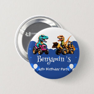 Cute dinosaur Excavator tractor balloon Birthday 6 Cm Round Badge