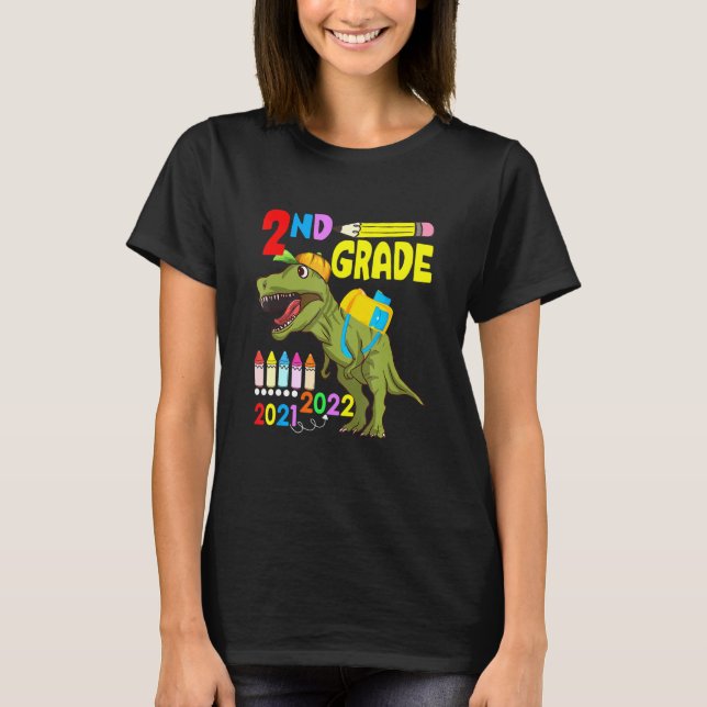 Cute Dinosaur Face Mask 2nd Grade Back To School 2 T-Shirt (Front)