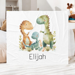 Cute Dinosaur Family Personalised Kids Fleece Blanket