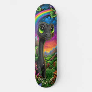 Cute Dinosaur Fantasy Mountains Cool Children Art Skateboard