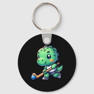 Cute Dinosaur Field Hockey Team Player  Key Ring