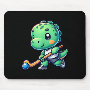 Cute Dinosaur Field Hockey Team Player  Mouse Mat