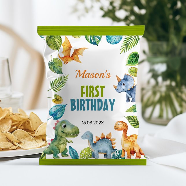 Cute Dinosaur First Birthday Chip Bag Wrapper (Creator Uploaded)