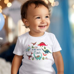 Cute dinosaur first one boy birthday party baby T-Shirt<br><div class="desc">An cute hand painted dinosaur birthday illustration with dinosaurs in a pre historic jungle with party hats for a great boy birthday party. Original artwork by Caroline Bonne Müller.</div>