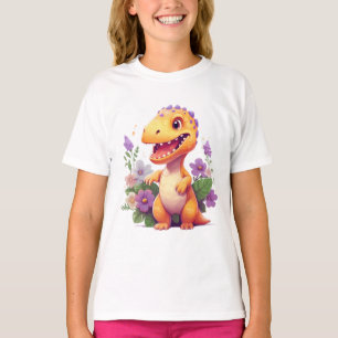 Cute Dinosaur Floral T-Shirt – Adorable Dino Lover