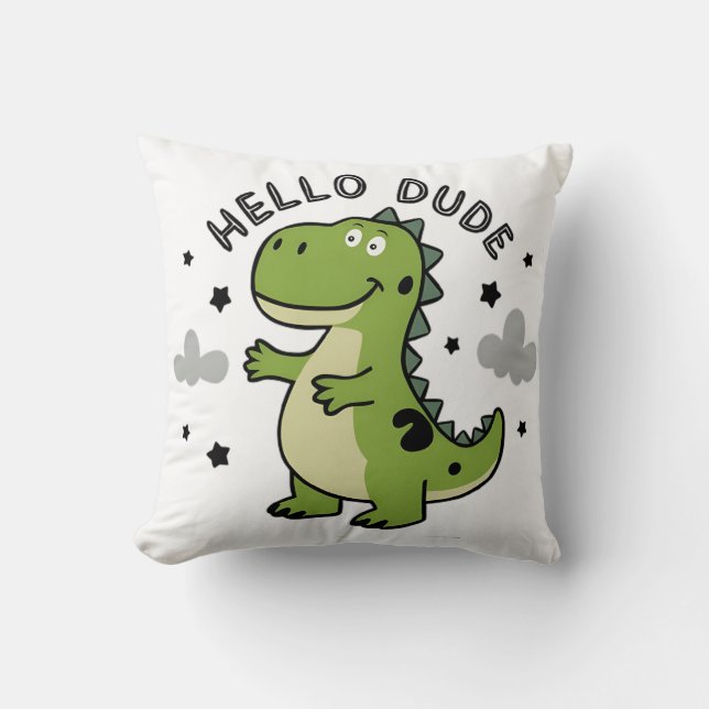 Cute Dinosaur for أطفال Kids | Hello Dude Cushion (Front)