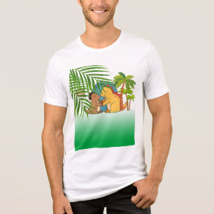 Cute Dinosaur Friends in the Jungle T-Shirt Tri-Blend Shirt