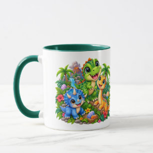 Cute Dinosaur Friends T Rex Triceratops  Mug