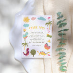 Cute Dinosaur Gender-Neutral Birthday Party Thank You Card<br><div class="desc">A thank-you card to match our Cute Dinosaur Gender-Neutral Birthday Party collection. This design features features dinosaurs, trees, flowers, sun, clouds and modern typography. There is an editable thank-you message. Click on "Personalise this template" and fill in the boxes provided with your details. Feel free to message me with any...</div>