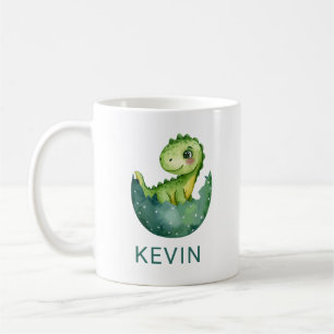 Cute Dinosaur Gender Neutral Watercolor Custom Kid Coffee Mug