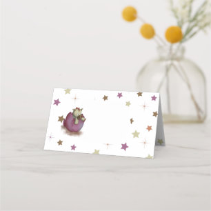 Cute Dinosaur Girl Baby Shower Place Card