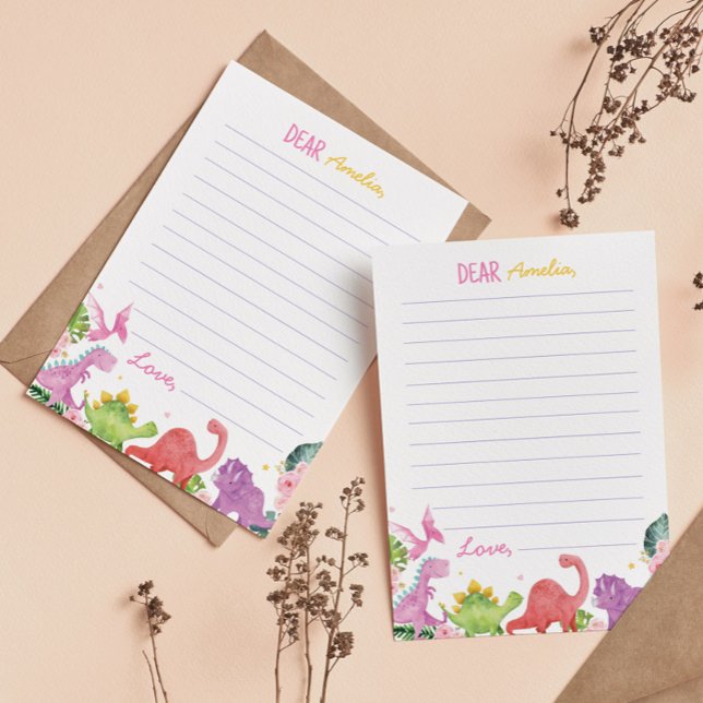 Cute Dinosaur Girl Time Capsule Note Message Card (Creator Uploaded)