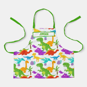 Cute Dinosaur Green Purple Kids Prehistoric Apron